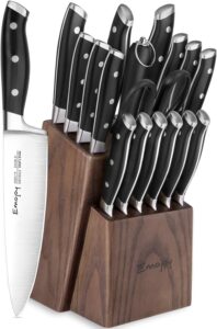 Emojoy 18-Piece Kitchen Knife Set with Block Wooden